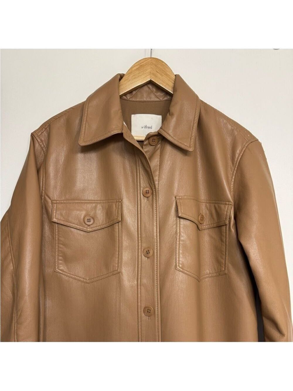 Wilfred Aritzia Camel Faux Leather Shacket XS - Picture 2 of 12